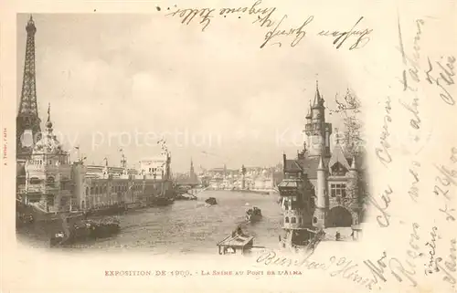 Paris Expositon de 1900 Seine au Pont de L`Alma Paris