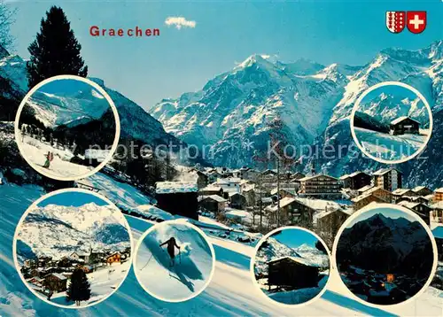 Graechen_VS Panorama Wintersportplatz Alpen Graechen_VS