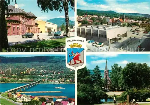 Lillehammer Teilansichten Kirche Bruecke Wappen Lillehammer