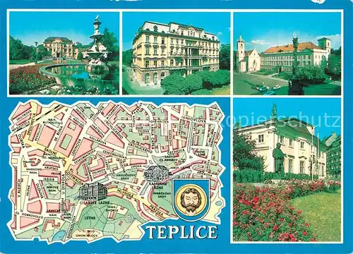 Teplice Hotel Kamenne lazne Cisarske lazne Zamecke namesti Socha Kl Gottwalda Teplice
