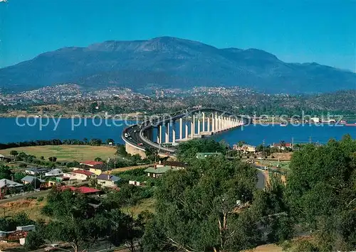 Hobart_Tasmania Tasman Bridge and Mount Wellington Hobart Tasmania