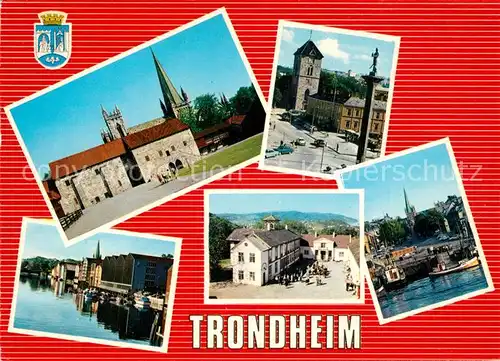 Trondheim Teilansichten Kirche Hafen Fischkutter Trondheim