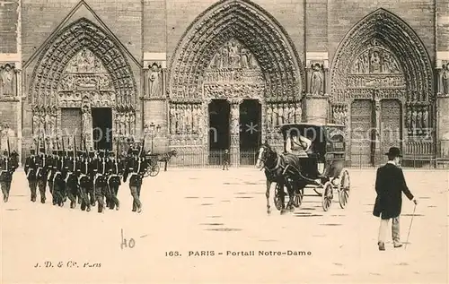Paris Portail Notre Dame Soldaten Pferdekutsche Paris