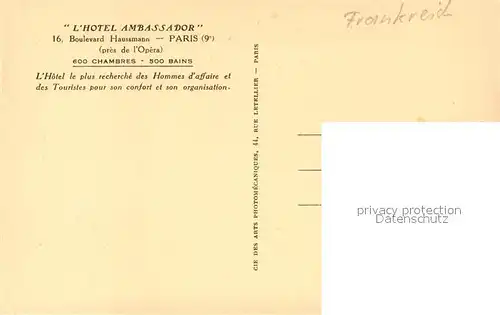 Paris Hotel Ambassador Paris