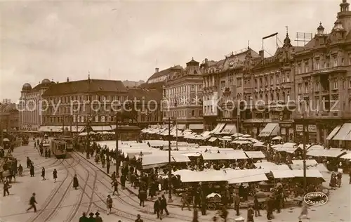 AK / Ansichtskarte Zagreb Marktplatz Zagreb