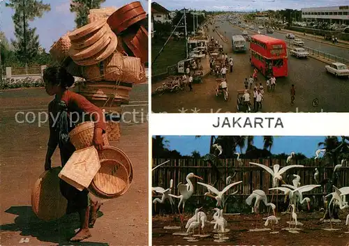 AK / Ansichtskarte Jakarta Walking stall busy street birds at Jalan Jendral Gatot Subroto Jakarta
