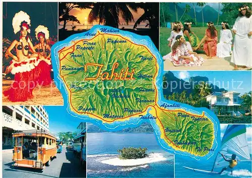 AK / Ansichtskarte Tahiti_Polynesien Teilansichten Tanz Insel Windsurfen Abendstimmung Tahiti Polynesien
