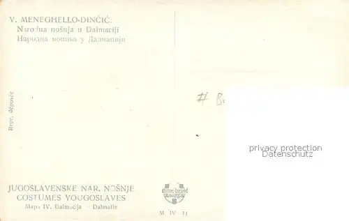 Trachten_Dalmatien Junges Paar Jugoslawische Tracht Meneghello Dincic Kuenstlerkarte 
