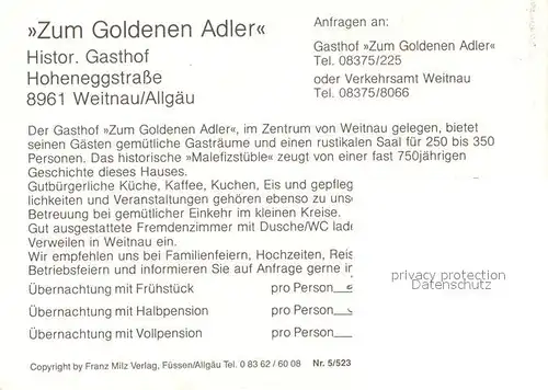 AK / Ansichtskarte Weitnau Gasthof zum Goldenen Adler Weitnau