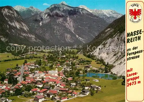 AK / Ansichtskarte Nassereith mit Loreagruppe Fernpassstrasse Fliegeraufnahme Nassereith