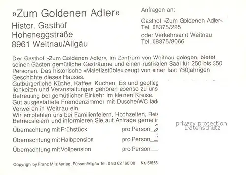 AK / Ansichtskarte Weitnau Gasthof zum Goldenen Adler Weitnau