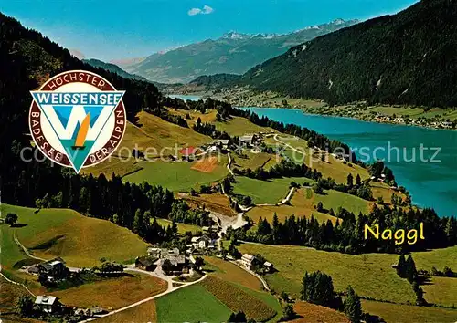 Weissensee_Kaernten Hoechster Badesee der Alpen Fliegeraufnahme Weissensee Kaernten