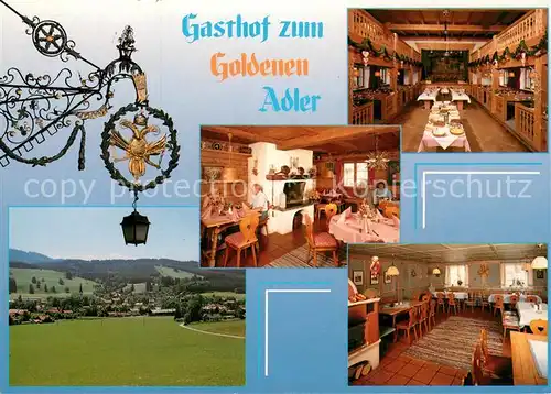 Weitnau Gasthof zum Goldenen Adler Restaurant Tuerschild Landschaftspanorama Weitnau