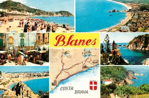 Blanes Panorama Strand Kueste Landkarte Ortsmotiv Blanes