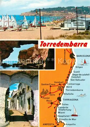 Torredembarra Diversos aspectos de la ciudad Strand Bucht Kueste Gasse Landkarte Torredembarra