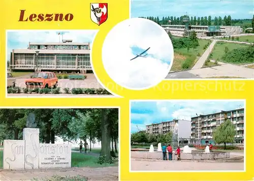 Leszno Teilansichten Gebaeude Brunnen Denkmal Segelflugzeug Leszno