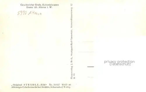 Dahle_Altena Fliegeraufnahme Geschwister Grefe Kolonialwaren Dahle_Altena