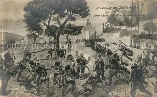 Chevillecourt K?nstlerkarte Erst?rmung Soldaten Chevillecourt