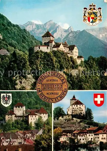 AK / Ansichtskarte Liechtenstein  Dreilaenderecke Schloss Vaduz Schattenburg Feldkirch Werdenberg 