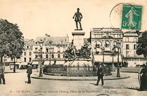 AK / Ansichtskarte Le_Mans_Sarthe Statue du General Chanzy Place de la Republique Monument Le_Mans_Sarthe