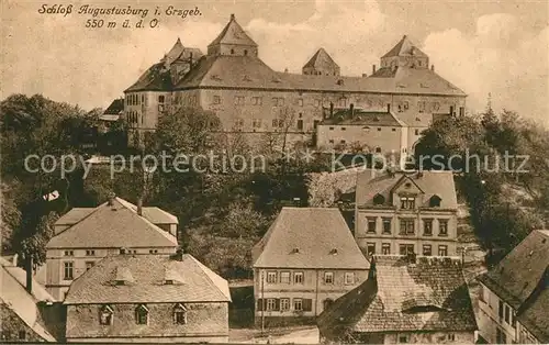 AK / Ansichtskarte Augustusburg Ortsansicht mit Schloss Augustusburg