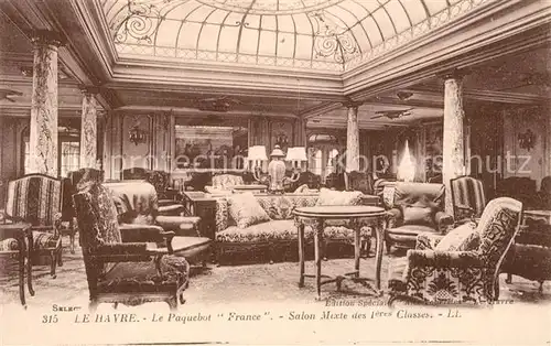 AK / Ansichtskarte Le_Havre Le Paquebot France Salon Mixte des 1eres Classes Le_Havre