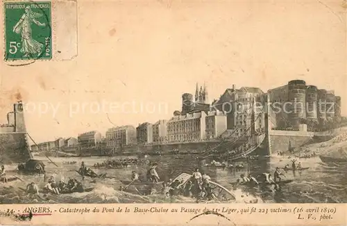 AK / Ansichtskarte Angers Catastrophe du Pont en avril 1850 Kuenstlerkarte Angers