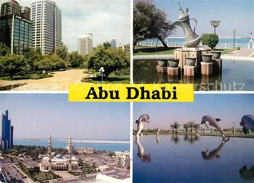 AK / Ansichtskarte Abu_Dhabi Hochhaeuser Brunnen Wunderlampe Dephine Abu_Dhabi