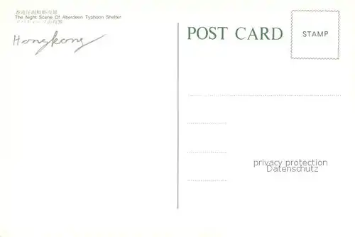 AK / Ansichtskarte Hongkong Aberdeen Typhoon Shelter Nacht Hongkong
