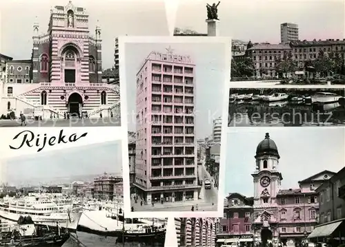 AK / Ansichtskarte Rijeka_Fiume Rathaus Marktplatz Hafen Kirche Rijeka Fiume
