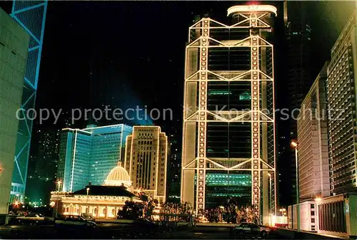 AK / Ansichtskarte Hongkong Bank Building Nacht Hongkong