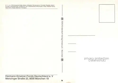AK / Ansichtskarte Muenchen SOS Kinderdoerfer Nairobi Addis Abeba Rio de Janeiro Muenchen