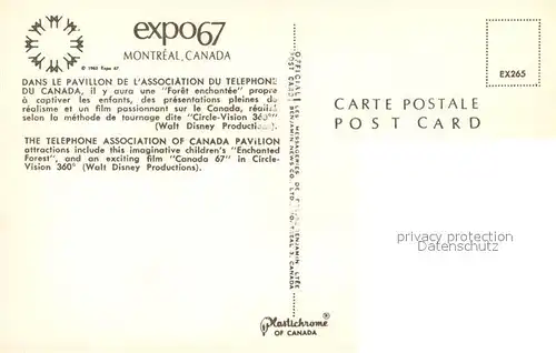 AK / Ansichtskarte Montreal_Quebec Expo Pavillon de l Association du telephone du Canada Montreal Quebec