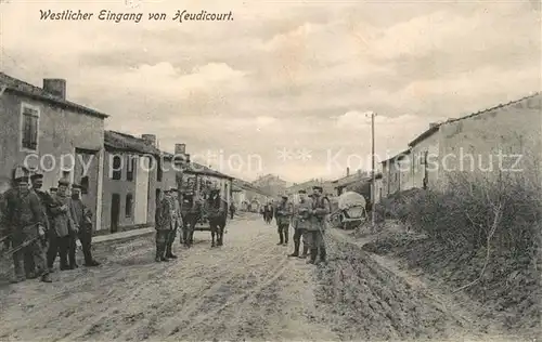 AK / Ansichtskarte Heudicourt_Eure Soldaten westlicher Eingang Heudicourt Eure