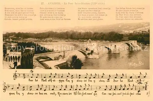 AK / Ansichtskarte Avignon_Vaucluse Le Pont Saint B?n?zet Lied Avignon Vaucluse