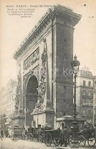 AK / Ansichtskarte Paris Porte St Denis Pferdekutschen Paris