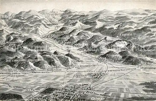 AK / Ansichtskarte Vogesen_Vosges_Region Schlachtfeld Colmar M?nster T?rkheim Vogesen_Vosges_Region