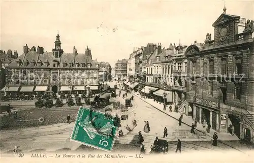 AK / Ansichtskarte Lille_Nord La Bourse et Rue des Manneliers Lille_Nord