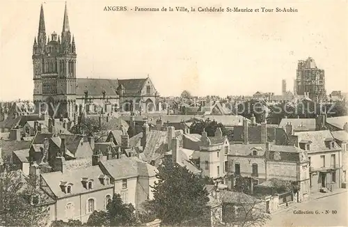 AK / Ansichtskarte Angers Panorama Cathedrale Saint Maurice et Tour Saint Aubin Angers