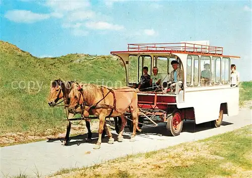 AK / Ansichtskarte Juist_Nordseebad Pferde Bus Duenen Juist_Nordseebad