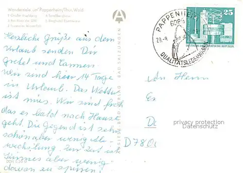 AK / Ansichtskarte Pappenheim_Thueringen Grosser Inselsberg Platz DSF Trusetaler Wasserfall Berghotel Pappenheim Thueringen