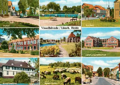 AK / Ansichtskarte Visselhoevede Markt Landwirtschaftsschule Wasserquelle Heidschnucken Schloss Visselhoevede