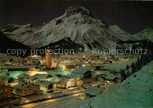 AK / Ansichtskarte Lech_Vorarlberg Omeshorn Winterlandschaft Nachtaufnahme Lech Vorarlberg