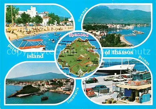 AK / Ansichtskarte Thassos Strand Hafen Panoramakarte Thassos