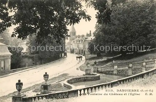 AK / Ansichtskarte Dampierre en Burly Fontaine du Chateau et Eglise Dampierre en Burly