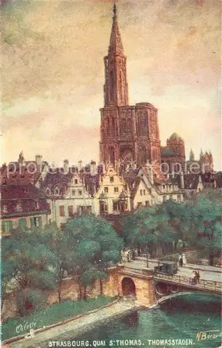 AK / Ansichtskarte Strasbourg_Alsace Quai St. Thomas M?nster Strasbourg Alsace
