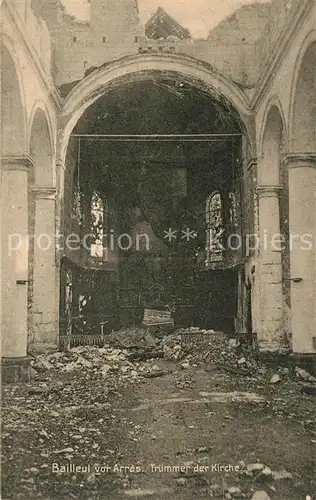 AK / Ansichtskarte Arras_Pas de Calais Tr?mmer der Kirche Arras_Pas de Calais