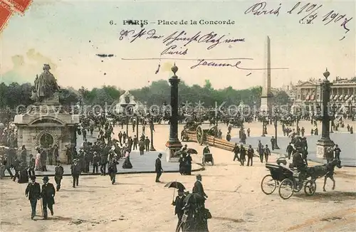 AK / Ansichtskarte Paris Place de la Concorde Pferdewagen Paris