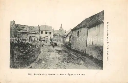 AK / Ansichtskarte Cappy Bataille de la Somme Rue et Eglise Cappy
