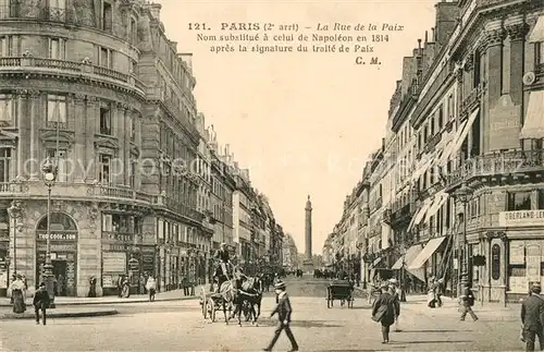 AK / Ansichtskarte Paris Rue de la Paix Pferdewagen Paris